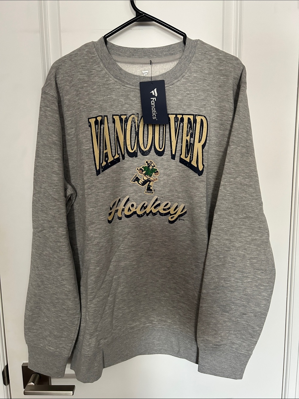 NHL Fanatics Grey Vancouver Hockey Crewneck Sweatshirt  - Size Large